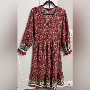 Pretty Garden Maxi‎ Floral Multicolor Boho Flowy Dress Women’s Medium